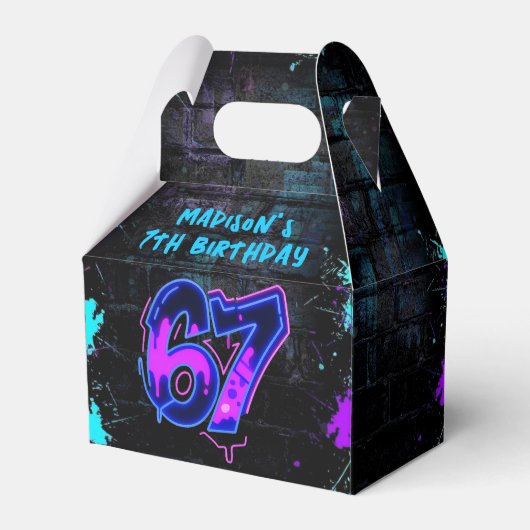 Graffiti Neon Six Seven Birthday Favor Box フェイバーボックス (正面サイド)