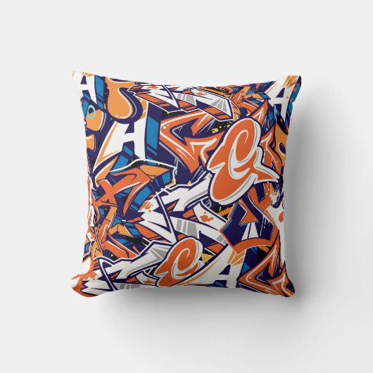 graffiti print teen abstract pattern background  クッション (正面)