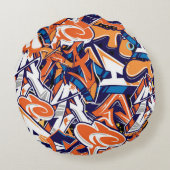 graffiti print teen abstract pattern background  ラウンドクッション (裏面)