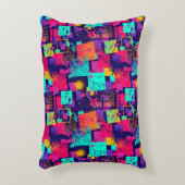 Graffiti print teen abstract pixel art pattern アクセントクッション (正面(垂直))
