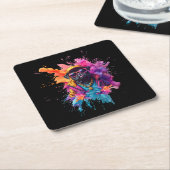 "Graffiti Pug Mouse Pad – Urban Street Art Dog Des スクエアペーパーコースター (アングル)