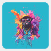 "Graffiti Pug Sticker – Urban Street Art Dog Decal スクエアシール (正面)