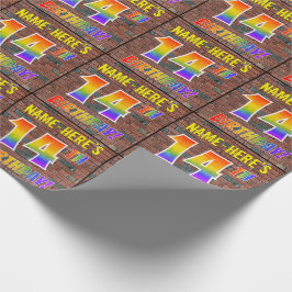 Graffiti Rainbow Look 14歳の誕生日おめでとう!&カスタムネーム ラッピングペーパー
