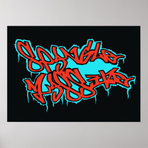 GRAFFITI red/blue spangleMASSIVEロゴプリント/ポスター ポスター