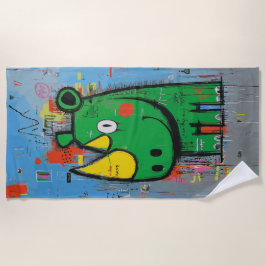 Graffiti Rhino Street Art Character ビーチタオル