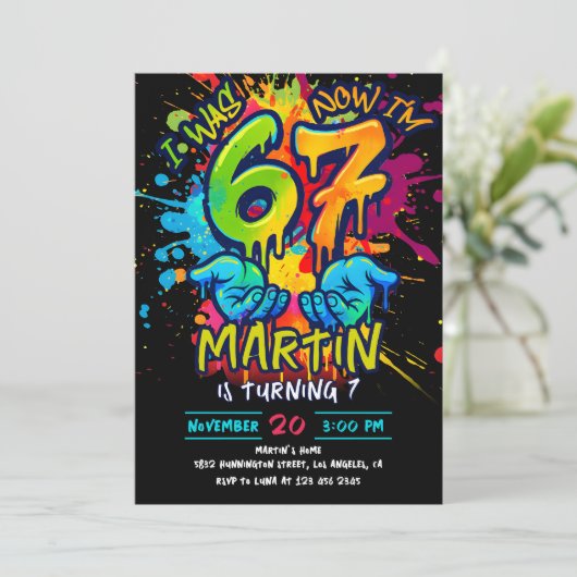 Graffiti Six Seven Birthday Invitation 招待状 (スタンド正面)