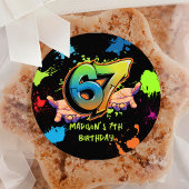 Graffiti Six Seven Kids 7th Birthday Sticker ラウンドシール