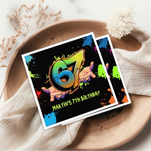 Graffiti Six Seven Kids Birthday Napkins スタンダードカクテルナプキン