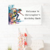 Graffiti Skateboarder Birthday Bash Welcome Sign 横断幕 (インサイチュ)