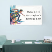 Graffiti Skateboarder Birthday Bash Welcome Sign 横断幕 (トレードショー)