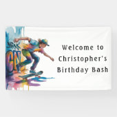 Graffiti Skateboarder Birthday Bash Welcome Sign 横断幕 (横)