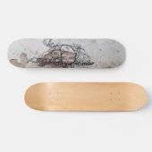 graffiti skateboards personnages sur mur abîmé スケートボード (横)