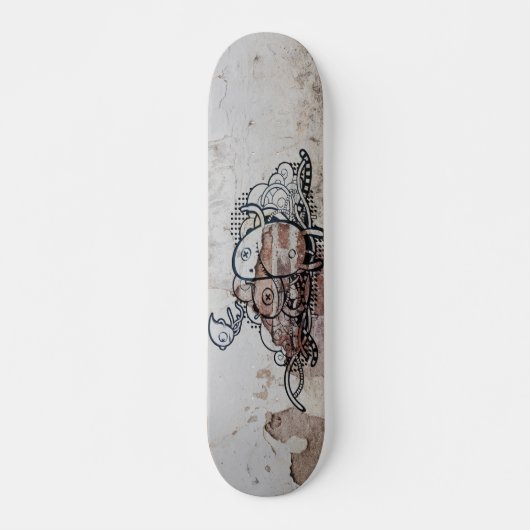 graffiti skateboards personnages sur mur abîmé スケートボード (正面)