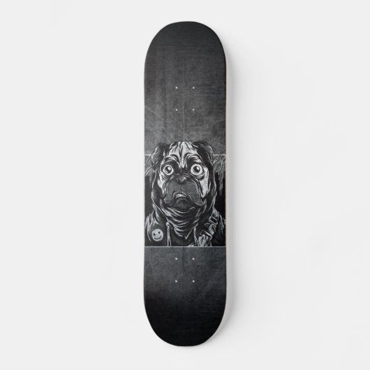 graffiti skateboards pug grunge noir et blanc スケートボード (正面)