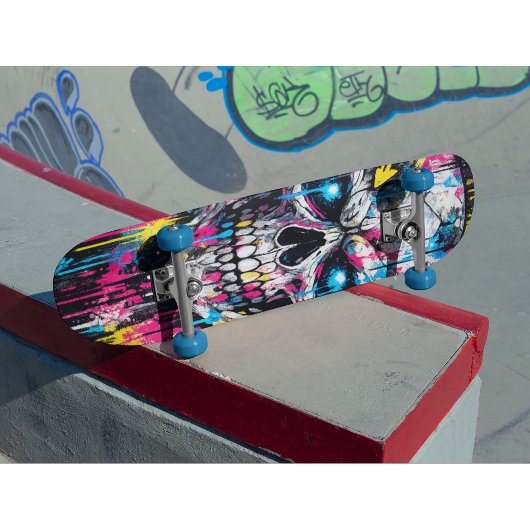 Graffiti Skull Skateboard Deck Neon Street Art  スケートボード