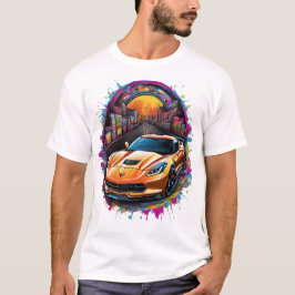 Graffiti Sports Car Detail Men's T-Shirt Tシャツ
