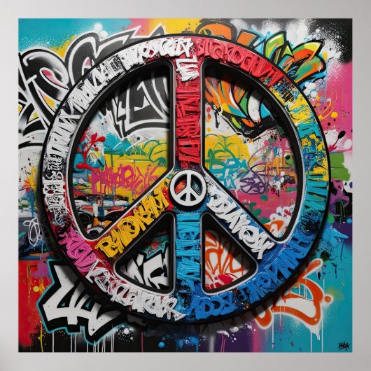 Graffiti Street Art A Canvas for Peace Symbols ポスター (正面)