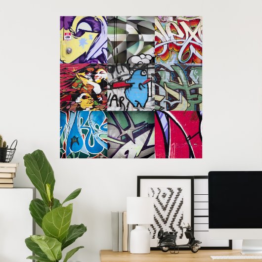 Graffiti (Street Art) Collage ポスター (ホームオフィス)