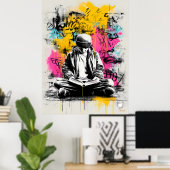Graffiti Street Art Poster – Boy Reading Urban ポスター (ホームオフィス)
