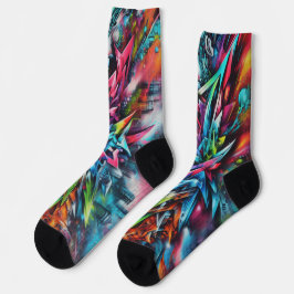 Graffiti Streetart auf Ziegelwand mit Skyline  ソックス