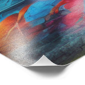 Graffiti Streetart auf Ziegelwand mit Skyline  フォトプリント (角)