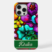 Graffiti Style Flowers & Ladybug Personalized iPhoneケース (裏面)
