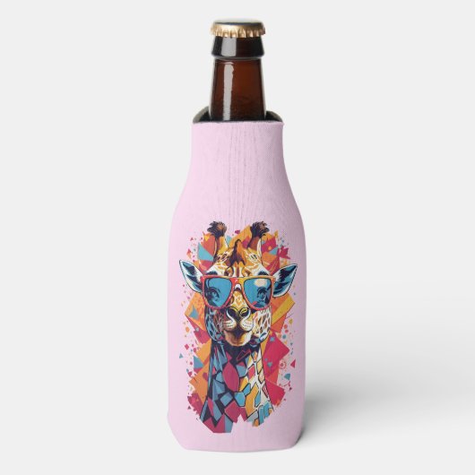 Graffiti Style Giraffe Portrait-58567 ボトルクーラー (ボトル正面)