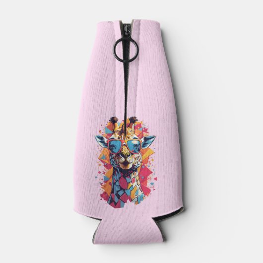 Graffiti Style Giraffe Portrait-58567 ボトルクーラー (裏面)