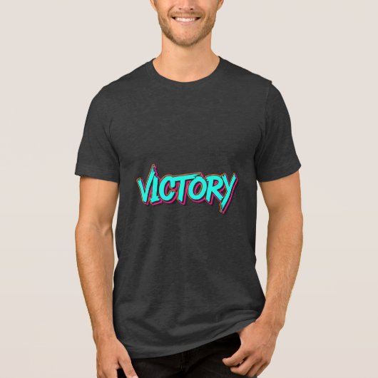 Graffiti Typography VICTORY Design T-Shirt トライブレンドＴシャツ (正面)