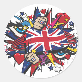 Graffiti UK flag English London pop art graff ラウンドシール