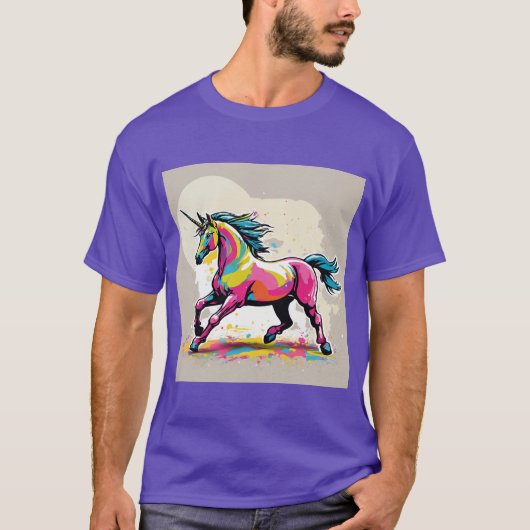 Graffiti Unicorn:バンクシー・インスパイアデザイン Tシャツ (正面)