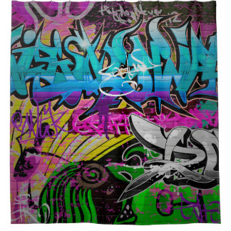 Graffiti wall urban artgraffiti,art,wall,grafiti,g シャワーカーテン