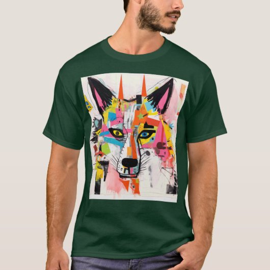 Graffiti Wolf Urban Street‑Art Wolf Tシャツ (正面)