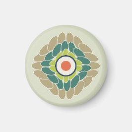 Grafische grüne Blattrosette in Wasabi und Khaki マグネット