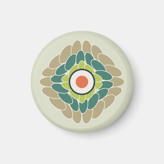 Grafische grüne Blattrosette in Wasabi und Khaki マグネット (正面)