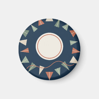 Grafischer Papiergarten in Navy und Salbei マグネット