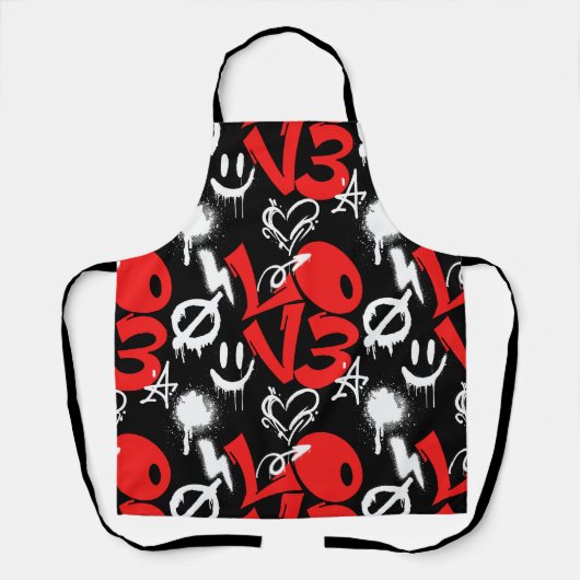 grafitti LOVE B.ブラックBG エプロン (正面)