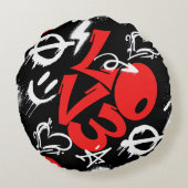 grafitti LOVE B.ブラックBG ラウンドクッション (裏面)