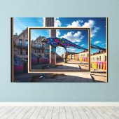 Grafitti Stadt キャンバスプリント (インサイチュ (ウッドフロア))