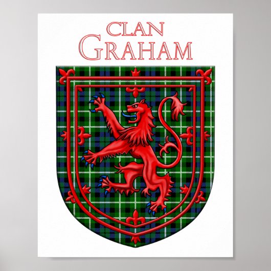 Graham Tartan Scottish Plaid Lion Rampant ポスター (正面)
