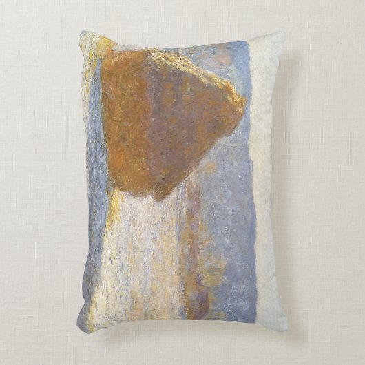 Grainstack in Morning, Snow Effect by Claude Monet アクセントクッション (正面(垂直))