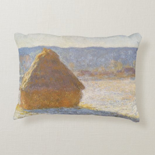 Grainstack in Morning, Snow Effect by Claude Monet アクセントクッション (裏面)