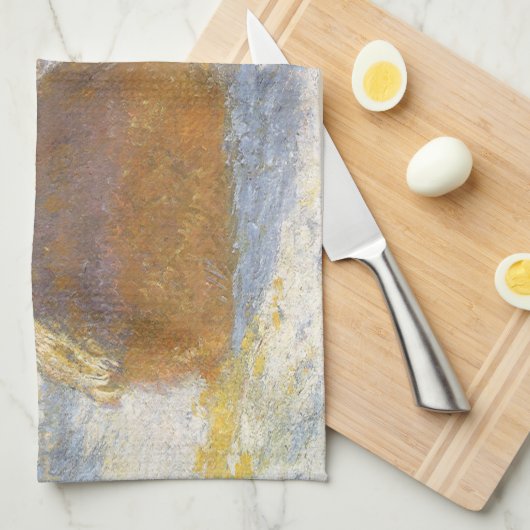 Grainstack in Morning, Snow Effect by Claude Monet キッチンタオル (四つ折り)