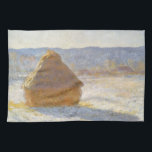 Grainstack in Morning, Snow Effect by Claude Monet キッチンタオル<br><div class="desc">Grainstack in the Morning,  Snow Effect (1891) by Claude Monetはヴィンテージ印象派のアートで素晴らしあ絵画る。農園の小麦畑に干し草が積もった冬の景色が雪に影を落とす。アーティストについて：クロード・モネ(1840-1926)は印象派の運動の創始者であフランスのり絵画、その絵画の大部分は「空中に浮かぶ」（野外に浮かぶ）スタイル印象派の風景である。</div>