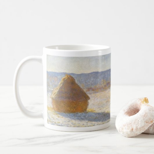 Grainstack in Morning, Snow Effect by Claude Monet コーヒーマグカップ (ドーナツ)