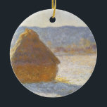 Grainstack in Morning, Snow Effect by Claude Monet セラミックオーナメント<br><div class="desc">Grainstack in the Morning,  Snow Effect (1891) by Claude Monetはヴィンテージ印象派のアートで素晴らしあ絵画る。農園の小麦畑に干し草が積もった冬の景色が雪に影を落とす。アーティストについて：クロード・モネ(1840-1926)は印象派の運動の創始者であフランスのり絵画、その絵画の大部分は「空中に浮かぶ」（野外に浮かぶ）スタイル印象派の風景である。</div>
