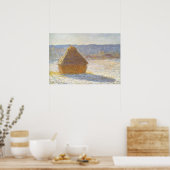 Grainstack in Morning, Snow Effect by Claude Monet ポスター (キッチン)