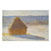 Grainstack in Morning, Snow Effect by Claude Monet ポスター (正面)