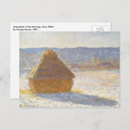 Grainstack in Morning, Snow Effect by Claude Monet ポストカード (正面/裏面)