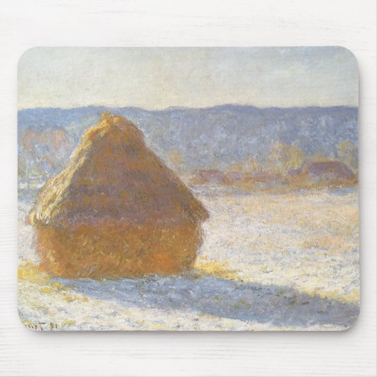 Grainstack in Morning, Snow Effect by Claude Monet マウスパッド (正面)